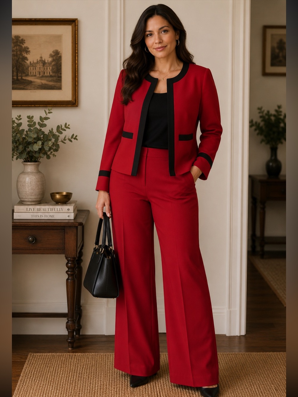 Jon's stndio pants suit size 12 black red black